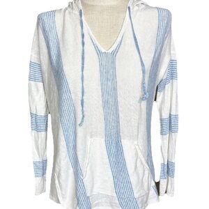 Margaret O’ Leary Striped Linen Hooded Pullover